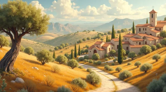 Carte gastronomique illustrée de la Provence mettant en avant l'olive et l'abricot avec des icônes culinaires et paysages typiques