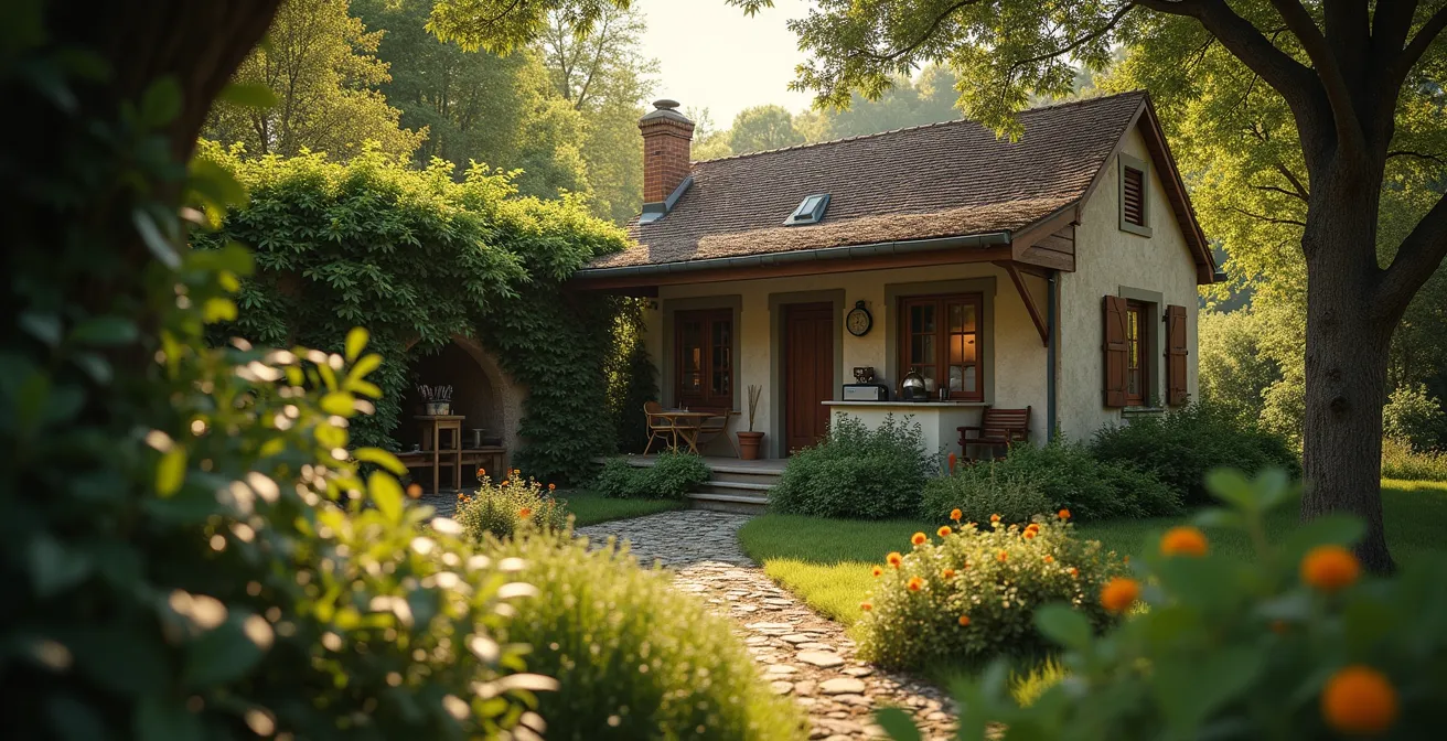 Petit gîte ou cabane isolée avec jardin calme et éléments naturels en Provence