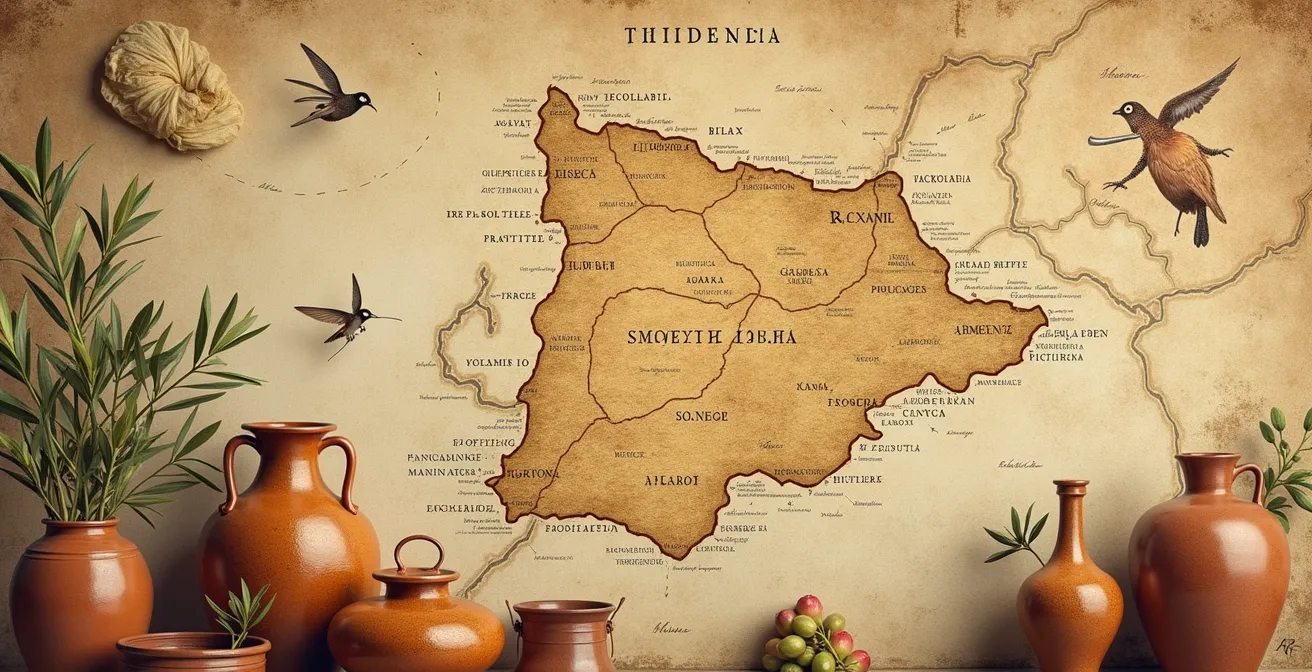 Illustration symbolique des conflits historiques et terroirs en Provence, montrant une carte ancienne et des figures traditionnelles